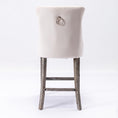 Load image into Gallery viewer, 2X Velvet Beige Bar Stools with Studs Trim Wooden Legs Tufted Dining Chairs Kitchen
