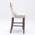 Load image into Gallery viewer, 2X Velvet Beige Bar Stools with Studs Trim Wooden Legs Tufted Dining Chairs Kitchen
