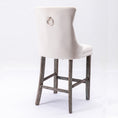 Load image into Gallery viewer, 2X Velvet Beige Bar Stools with Studs Trim Wooden Legs Tufted Dining Chairs Kitchen
