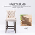 Load image into Gallery viewer, 2X Velvet Beige Bar Stools with Studs Trim Wooden Legs Tufted Dining Chairs Kitchen
