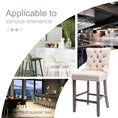 Load image into Gallery viewer, 2X Velvet Beige Bar Stools with Studs Trim Wooden Legs Tufted Dining Chairs Kitchen
