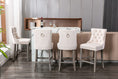 Load image into Gallery viewer, 2X Velvet Beige Bar Stools with Studs Trim Wooden Legs Tufted Dining Chairs Kitchen

