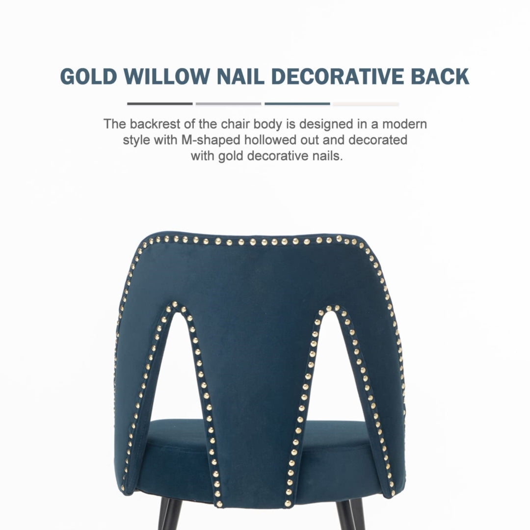 Mano 2x Velvet Dining chairs with Metal Legs-Blue