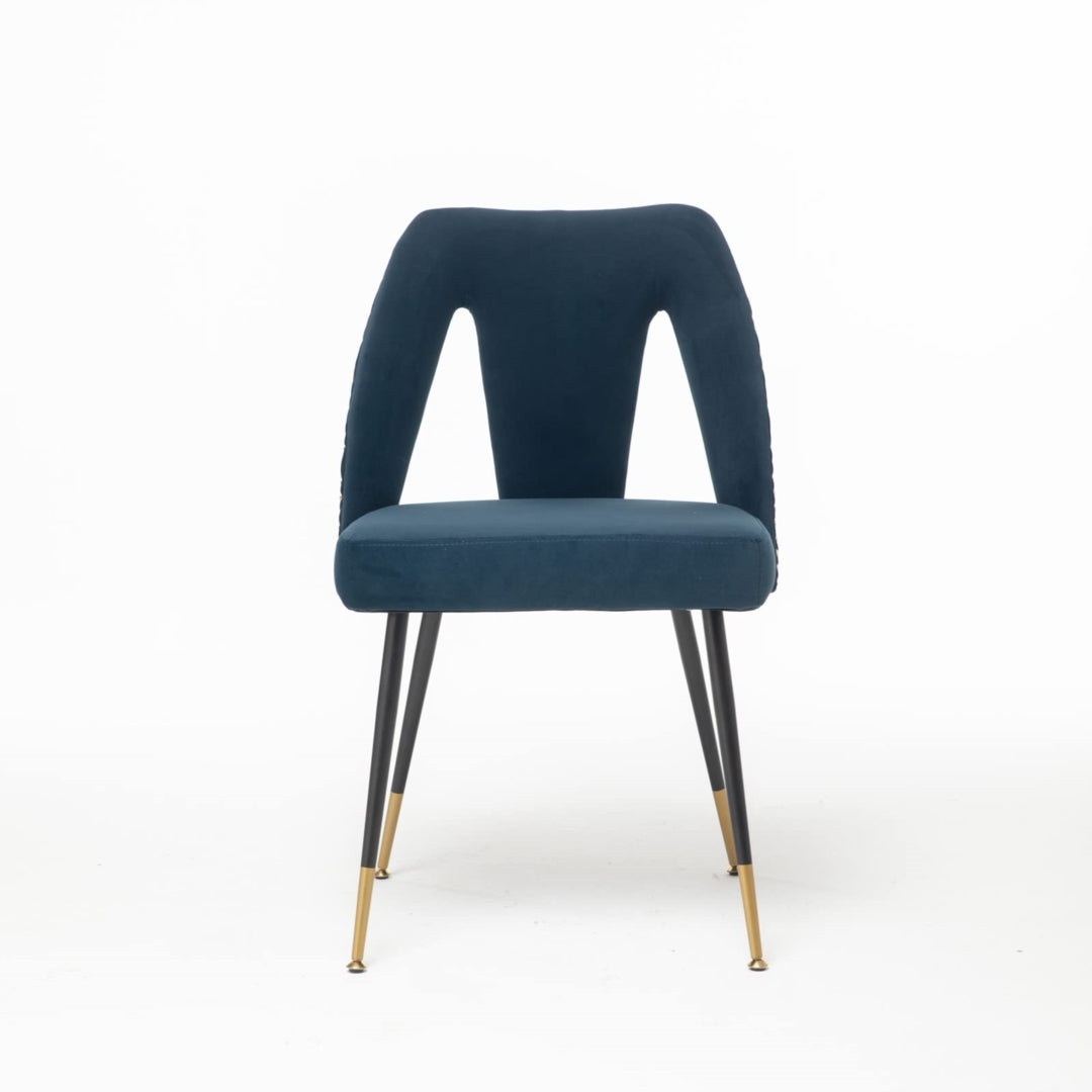 Mano 2x Velvet Dining chairs with Metal Legs-Blue