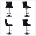 Load image into Gallery viewer, 2x Height Adjustable Swivel Black Bar Stool Velvet Nailhead Barstool with Footrest
