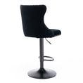 Load image into Gallery viewer, 2x Height Adjustable Swivel Black Bar Stool Velvet Nailhead Barstool with Footrest

