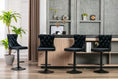 Load image into Gallery viewer, 2x Height Adjustable Swivel Black Bar Stool Velvet Nailhead Barstool with Footrest

