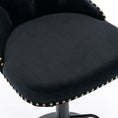 Load image into Gallery viewer, 2x Height Adjustable Swivel Black Bar Stool Velvet Nailhead Barstool with Footrest
