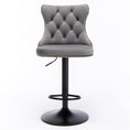 Load image into Gallery viewer, 2x Height Adjustable Swivel Gray Bar Stool Velvet Nailhead Barstool with Footrest
