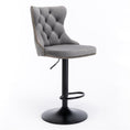 Load image into Gallery viewer, 2x Height Adjustable Swivel Gray Bar Stool Velvet Nailhead Barstool with Footrest
