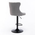 Load image into Gallery viewer, 2x Height Adjustable Swivel Gray Bar Stool Velvet Nailhead Barstool with Footrest
