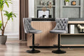 Load image into Gallery viewer, 2x Height Adjustable Swivel Gray Bar Stool Velvet Nailhead Barstool with Footrest
