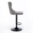 Load image into Gallery viewer, 2x Height Adjustable Swivel Gray Bar Stool Velvet Nailhead Barstool with Footrest
