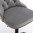 Load image into Gallery viewer, 2x Height Adjustable Swivel Gray Bar Stool Velvet Nailhead Barstool with Footrest
