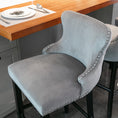 Load image into Gallery viewer, 2x Velvet Upholstered Button Tufted Bar Stools with Wood Legs and Studs-Grey
