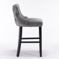 Load image into Gallery viewer, 2x Velvet Upholstered Button Tufted Bar Stools with Wood Legs and Studs-Grey
