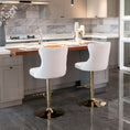 Load image into Gallery viewer, 2x Height Adjustable Swivel Bar Stool Velvet Studs Barstool with Footrest and Golden Base- Beige

