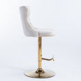 Load image into Gallery viewer, 2x Height Adjustable Swivel Bar Stool Velvet Studs Barstool with Footrest and Golden Base- Beige
