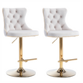Load image into Gallery viewer, 2x Height Adjustable Swivel Bar Stool Velvet Studs Barstool with Footrest and Golden Base- Beige
