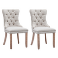 Load image into Gallery viewer, Mano Modern Elegant Button-Tufted Upholstered Linen Fabric with Studs Trim and Wooden legs Dining Side Chair-Beige
