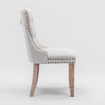 Load image into Gallery viewer, Mano Modern Elegant Button-Tufted Upholstered Linen Fabric with Studs Trim and Wooden legs Dining Side Chair-Beige
