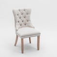 Load image into Gallery viewer, Mano Modern Elegant Button-Tufted Upholstered Linen Fabric with Studs Trim and Wooden legs Dining Side Chair-Beige
