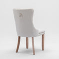 Load image into Gallery viewer, Mano Modern Elegant Button-Tufted Upholstered Linen Fabric with Studs Trim and Wooden legs Dining Side Chair-Beige
