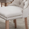 Load image into Gallery viewer, Mano Modern Elegant Button-Tufted Upholstered Linen Fabric with Studs Trim and Wooden legs Dining Side Chair-Beige

