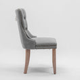 Load image into Gallery viewer, Mano Modern Elegant Button-Tufted Upholstered Linen Fabric with Studs Trim and Wooden legs Dining Side Chair-Gray
