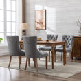Load image into Gallery viewer, Mano Modern Elegant Button-Tufted Upholstered Linen Fabric with Studs Trim and Wooden legs Dining Side Chair-Gray
