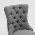 Load image into Gallery viewer, Mano Modern Elegant Button-Tufted Upholstered Linen Fabric with Studs Trim and Wooden legs Dining Side Chair-Gray
