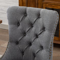 Load image into Gallery viewer, Mano Modern Elegant Button-Tufted Upholstered Linen Fabric with Studs Trim and Wooden legs Dining Side Chair-Gray
