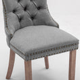 Load image into Gallery viewer, Mano Modern Elegant Button-Tufted Upholstered Linen Fabric with Studs Trim and Wooden legs Dining Side Chair-Gray
