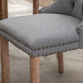 Load image into Gallery viewer, Mano Modern Elegant Button-Tufted Upholstered Linen Fabric with Studs Trim and Wooden legs Dining Side Chair-Gray
