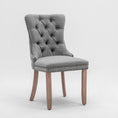 Load image into Gallery viewer, Mano Modern Elegant Button-Tufted Upholstered Linen Fabric with Studs Trim and Wooden legs Dining Side Chair-Gray

