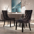 Load image into Gallery viewer, 2x Velvet Dining Chairs Upholstered Tufted Kithcen Chair with Solid Wood Legs Stud Trim and Ring-Black
