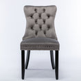 Load image into Gallery viewer, 2x Velvet Dining Chairs Upholstered Tufted Kithcen Chair with Solid Wood Legs Stud Trim and Ring-Gray
