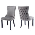 Load image into Gallery viewer, 2x Velvet Upholstered Dining Chairs Tufted Wingback Side Chair with Studs Trim Solid Wood Legs for Kitchen
