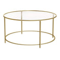 Load image into Gallery viewer, VASAGLE Round Coffee Table Glass Table with Steel Frame Gold LGT21G
