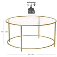 Load image into Gallery viewer, VASAGLE Round Coffee Table Glass Table with Steel Frame Gold LGT21G
