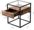 Load image into Gallery viewer, VASAGLE Side Table Tempered Glass End Table with Drawer and Shelf Rustic Brown and Black LET04BX
