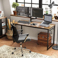 Load image into Gallery viewer, VASAGLE Computer Desk Writing Desk with 8 Hooks Rustic Brown and Black LWD59X
