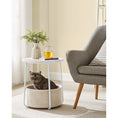 Load image into Gallery viewer, VASAGLE Small Round Side End Table with Fabric Basket White and Beige
