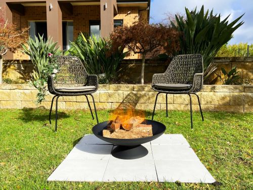 78cm Cast Iron Fire Pit BBQ Heater Charcoal Wood Portable Grill Cooking Camping Outdoor