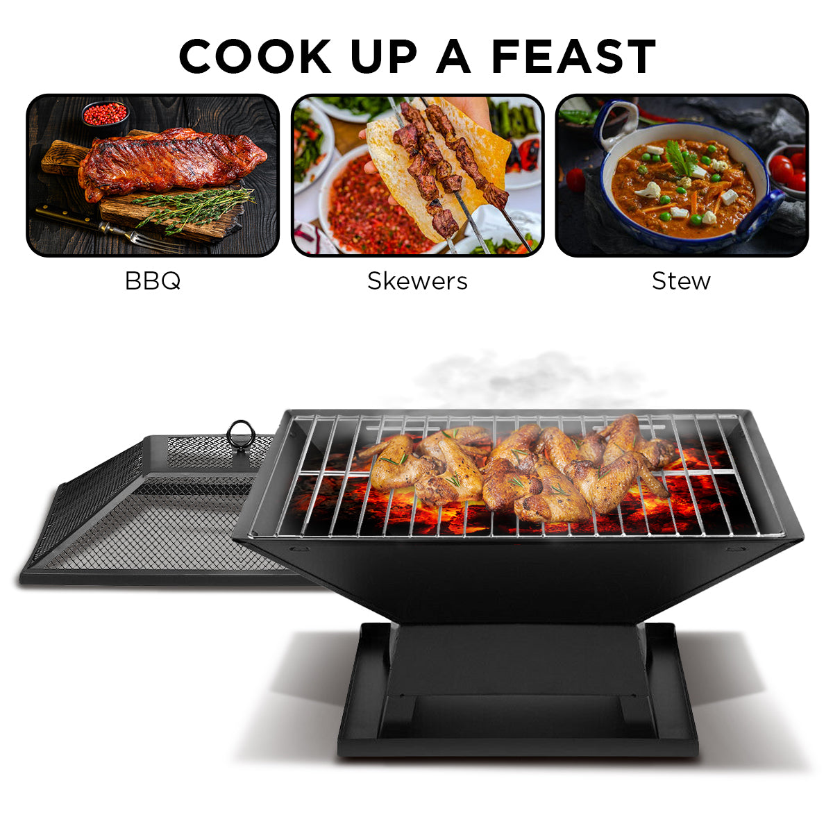 Fire Pit BBQ Portable Grill Cooking Camping Outdoor