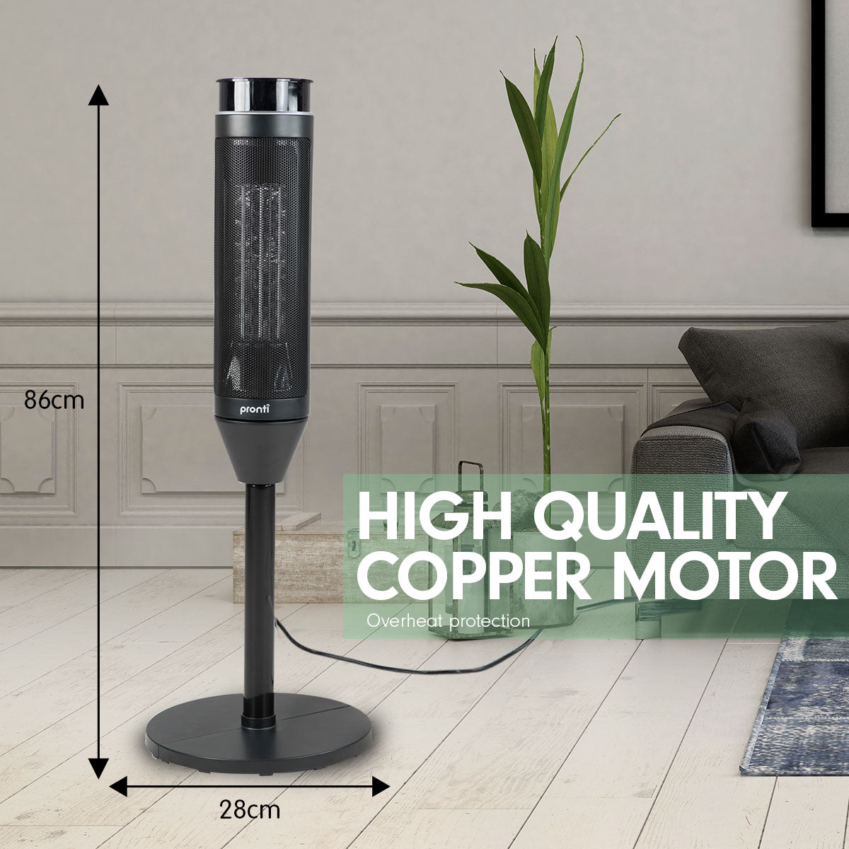 2000W Electric Ceramic Tower Heater Remote Control Portable Oscillating