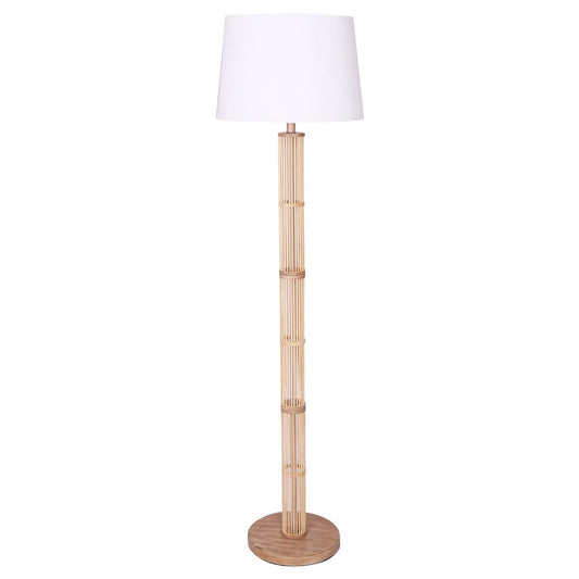 Liv Rattan Floor Lamp With Off-White Linen Shade by Liv
