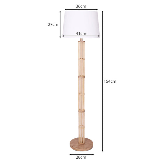 Liv Rattan Floor Lamp With Off-White Linen Shade by Liv
