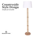 Load image into Gallery viewer, Sarantino Rattan Floor Lamp With Off-White Linen Shade by Sarantino
