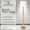 Load image into Gallery viewer, Sarantino Rattan Floor Lamp With Off-White Linen Shade by Sarantino
